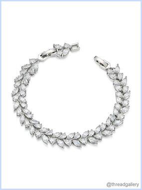 Cubic Zirconia Tennis Bracelet for Women Wedding Bridal Silver Gift
